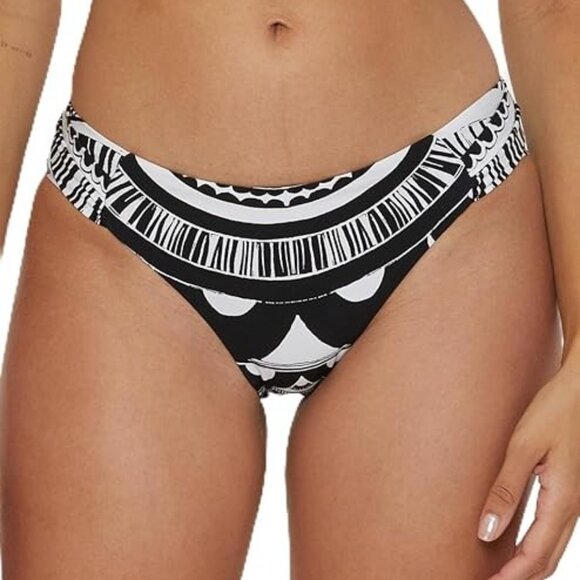Trina Turk Hula Shirred Hipster Swim Bikini Bottom Women's 4 Black White NWT - Picture 1 of 7